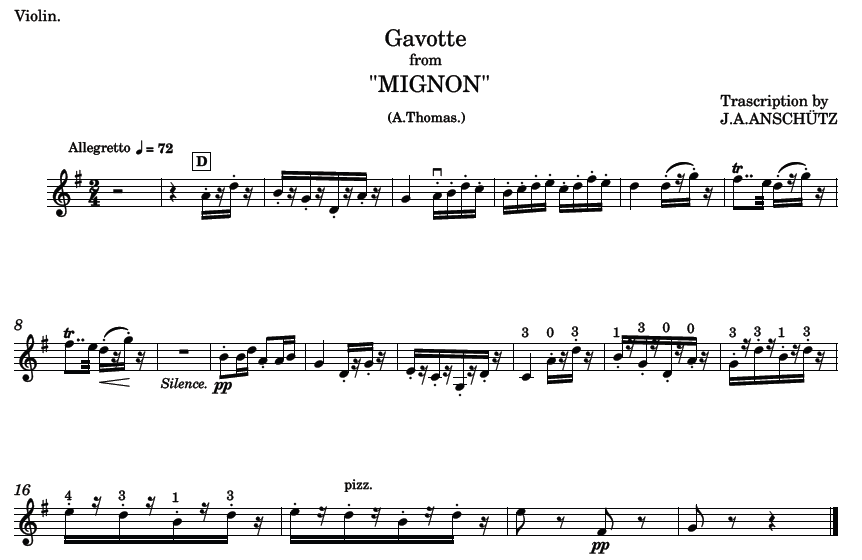 Score – Gavotte from Mignon